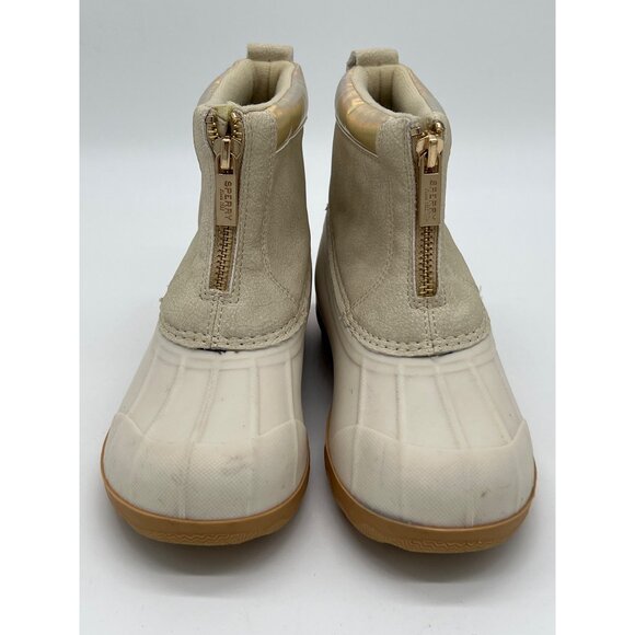 Sperry Kids Size 13 Duck Boots Beige Tan Rubber Sole Zip Closure - Picture 1 of 9